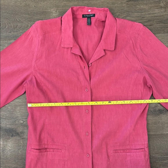 Eileen Fisher Pink Linen Linen LS Split Cuff Dress - Picture 4 of 6